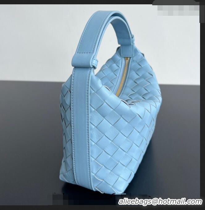 Top Design Bottega Veneta Mini Wallace Shoulder Bag in Intrecciato Soft Calfskin Leather 754443 Ice Blue 2024