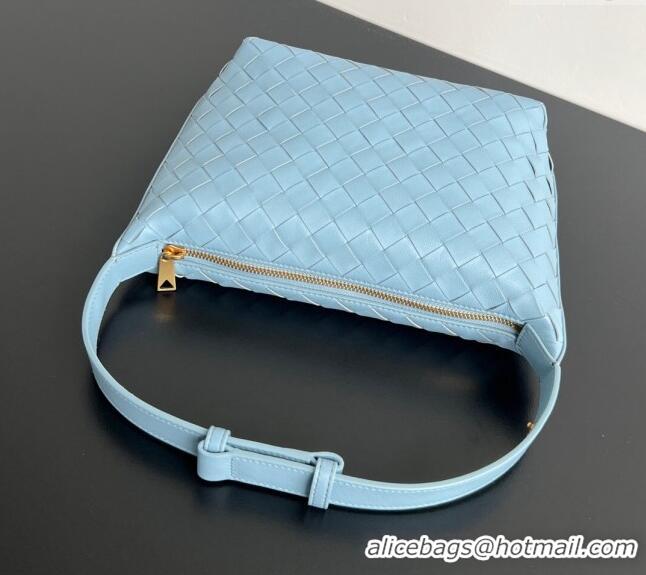 Top Design Bottega Veneta Mini Wallace Shoulder Bag in Intrecciato Soft Calfskin Leather 754443 Ice Blue 2024