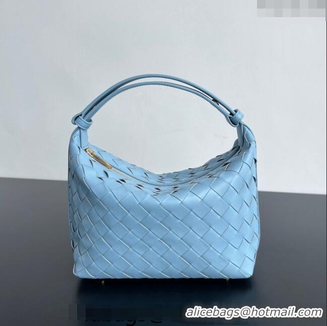 Top Design Bottega Veneta Mini Wallace Shoulder Bag in Intrecciato Soft Calfskin Leather 754443 Ice Blue 2024