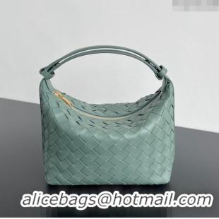 Buy New Bottega Veneta Mini Wallace Shoulder Bag in Intrecciato Soft Calfskin Leather 754443 New sauge Green 2024