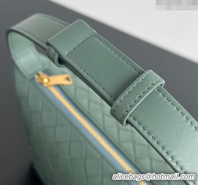 Buy New Bottega Veneta Mini Wallace Shoulder Bag in Intrecciato Soft Calfskin Leather 754443 New sauge Green 2024