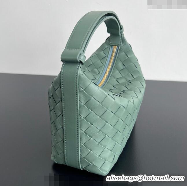 Buy New Bottega Veneta Mini Wallace Shoulder Bag in Intrecciato Soft Calfskin Leather 754443 New sauge Green 2024