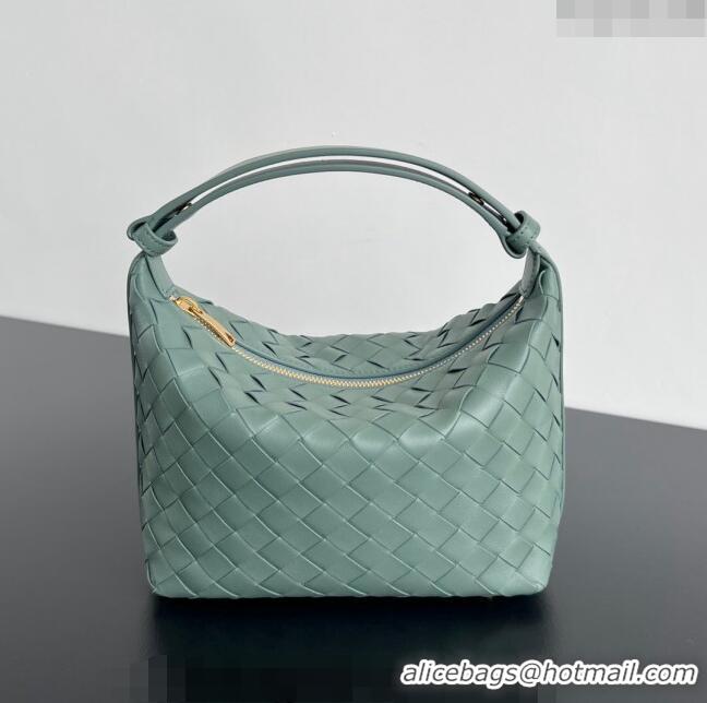 Buy New Bottega Veneta Mini Wallace Shoulder Bag in Intrecciato Soft Calfskin Leather 754443 New sauge Green 2024