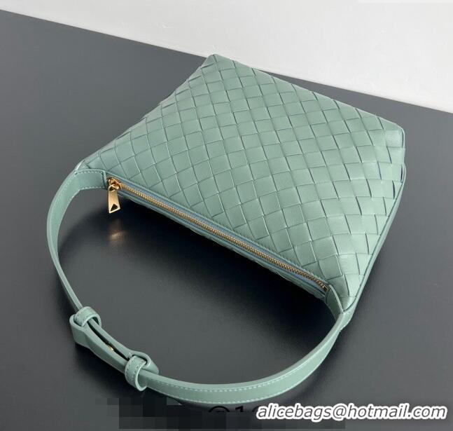 Buy New Bottega Veneta Mini Wallace Shoulder Bag in Intrecciato Soft Calfskin Leather 754443 New sauge Green 2024