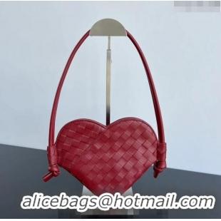 Best Price Bottega Veneta Mini Solstice Heart Bag in Intrecciato Leather 796380 Dark Red 2024