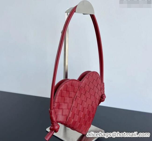 Best Price Bottega Veneta Mini Solstice Heart Bag in Intrecciato Leather 796380 Dark Red 2024