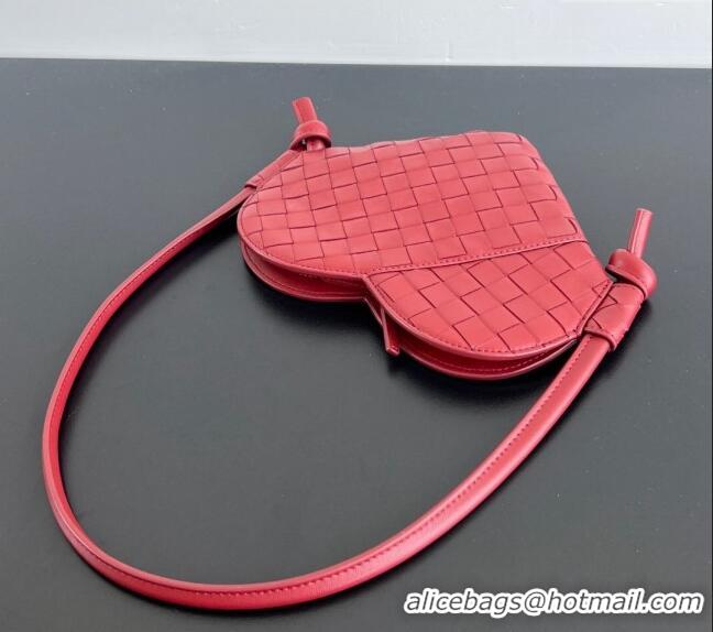 Best Price Bottega Veneta Mini Solstice Heart Bag in Intrecciato Leather 796380 Dark Red 2024