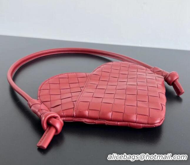 Best Price Bottega Veneta Mini Solstice Heart Bag in Intrecciato Leather 796380 Dark Red 2024