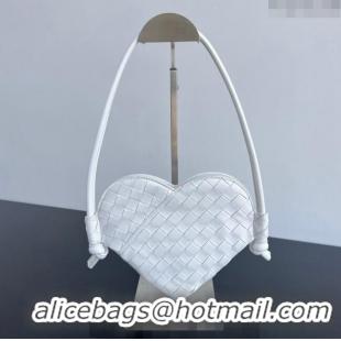 New Design Bottega Veneta Mini Solstice Heart Bag in Intrecciato Leather 796380 White 2024