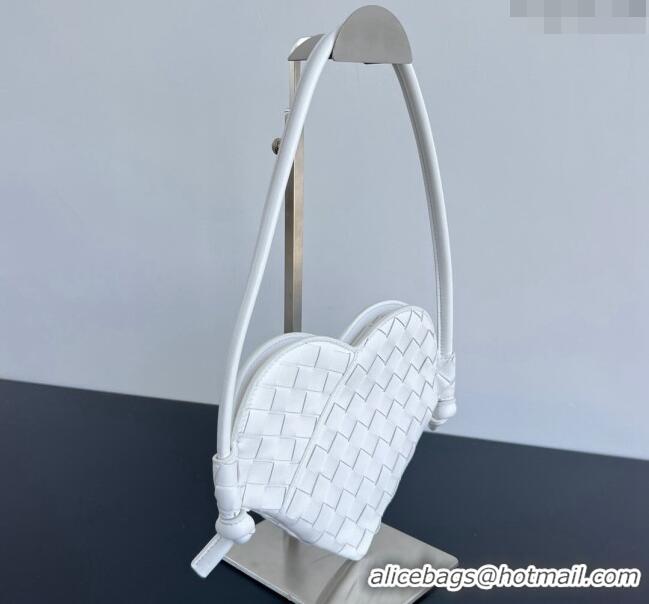 New Design Bottega Veneta Mini Solstice Heart Bag in Intrecciato Leather 796380 White 2024