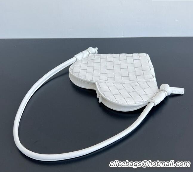 New Design Bottega Veneta Mini Solstice Heart Bag in Intrecciato Leather 796380 White 2024