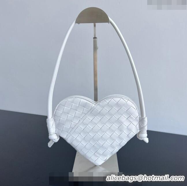 New Design Bottega Veneta Mini Solstice Heart Bag in Intrecciato Leather 796380 White 2024