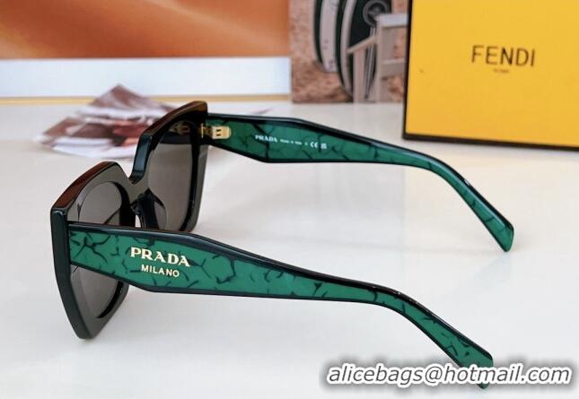 Famous Brand Prada Sunglasses SPR15W Black/Green 2024