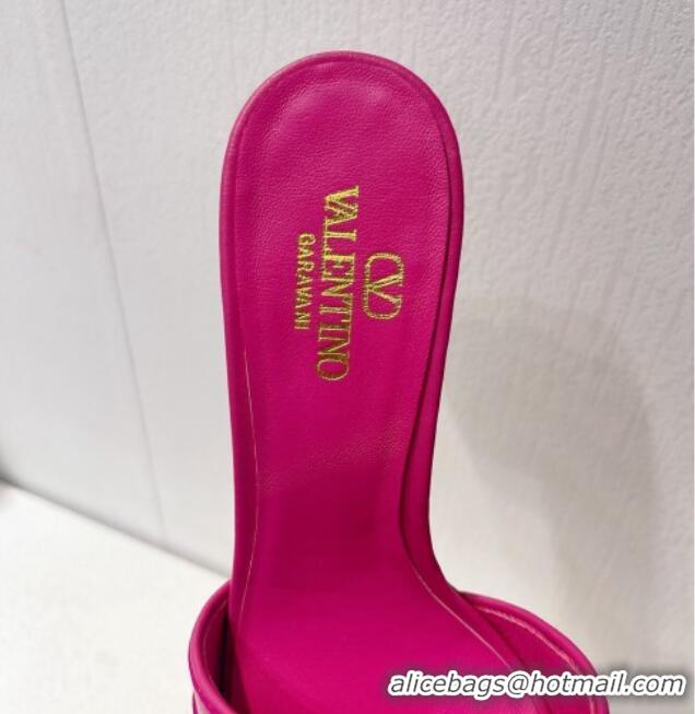 Unique Style Valentino The Bold Edition VLogo Heel Slides Sandal in Calfskin Dark Pink 612030