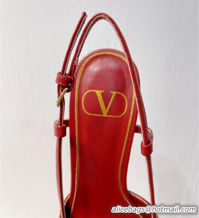 Pretty Style Valentino VLogo Slingback Pumps 8cm in Toile Iconographe Strass Red/Silver 612045