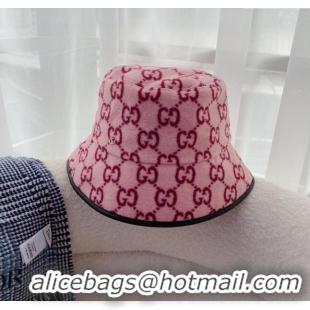 Luxury Discount Gucci GG Wool Bucket Hat 0731 Pink 2023