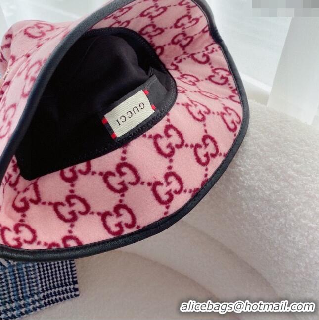 Luxury Discount Gucci GG Wool Bucket Hat 0731 Pink 2023