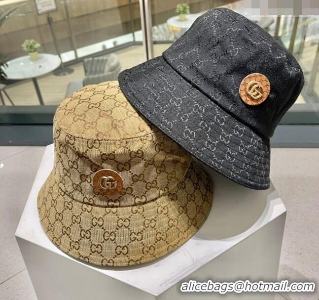 Top Grade Gucci GG Canvas Bucket Hat with GG Patch 0712 Beige 2023