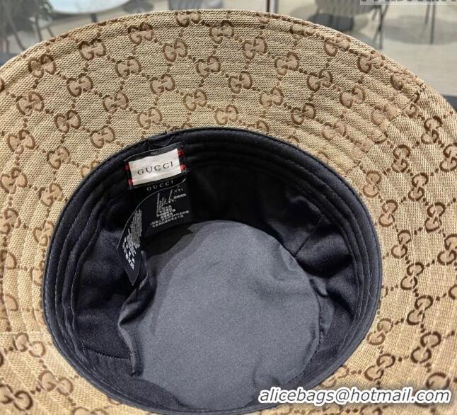 Top Grade Gucci GG Canvas Bucket Hat with GG Patch 0712 Beige 2023