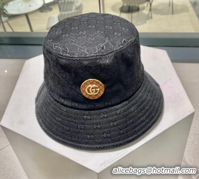 Free Shipping Gucci GG Canvas Bucket Hat with GG Patch 0712 Black 2023