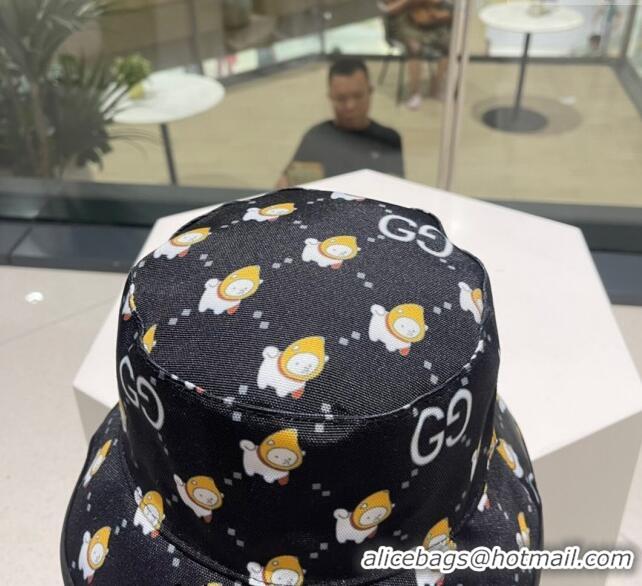 Promotional Gucci Animal Print Bucket Hat 0731 Black 2023