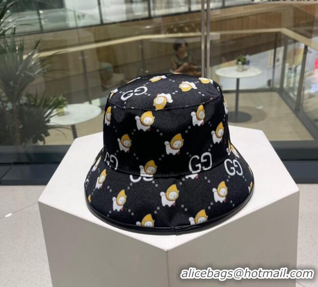 Promotional Gucci Animal Print Bucket Hat 0731 Black 2023