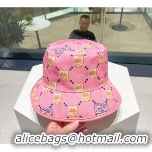 Top Design Gucci Animal Print Bucket Hat 0731 Light Pink 2023