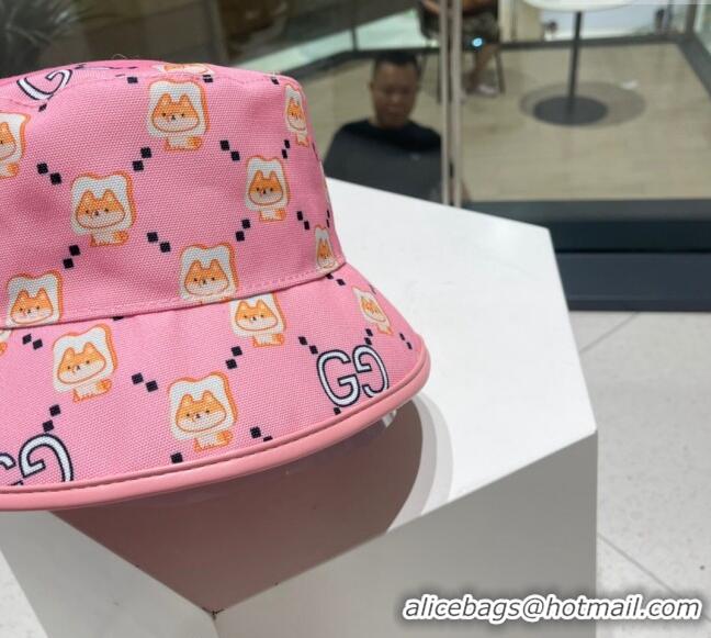 Top Design Gucci Animal Print Bucket Hat 0731 Light Pink 2023