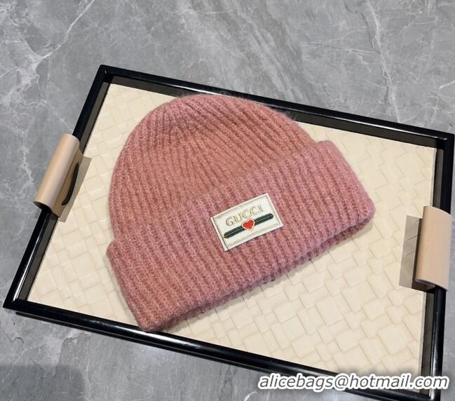 Shop Luxurious Gucci Love Knit Hat 0807 Light Red 2023