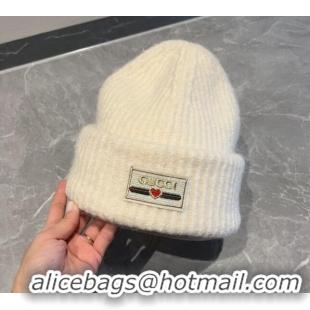 Buy Discount Gucci Love Knit Hat 0807 White 2023