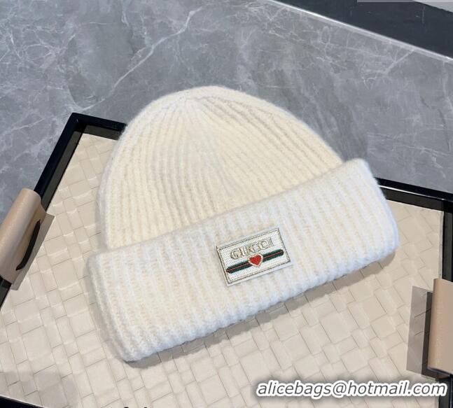 Buy Discount Gucci Love Knit Hat 0807 White 2023