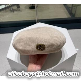 Luxury Design Gucci Knit Beret Hat with GG 0810 White 2023