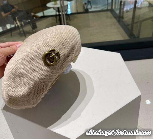 Luxury Design Gucci Knit Beret Hat with GG 0810 White 2023