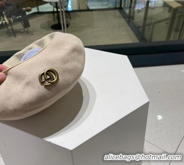 Luxury Design Gucci Knit Beret Hat with GG 0810 White 2023