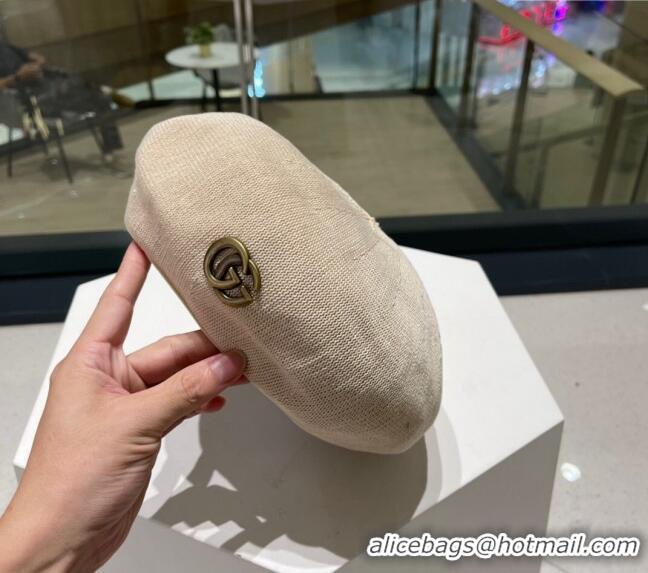 Luxury Design Gucci Knit Beret Hat with GG 0810 White 2023