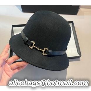 Unique Grade Gucci Wool Hat with Horsebit 1108 Black 2023