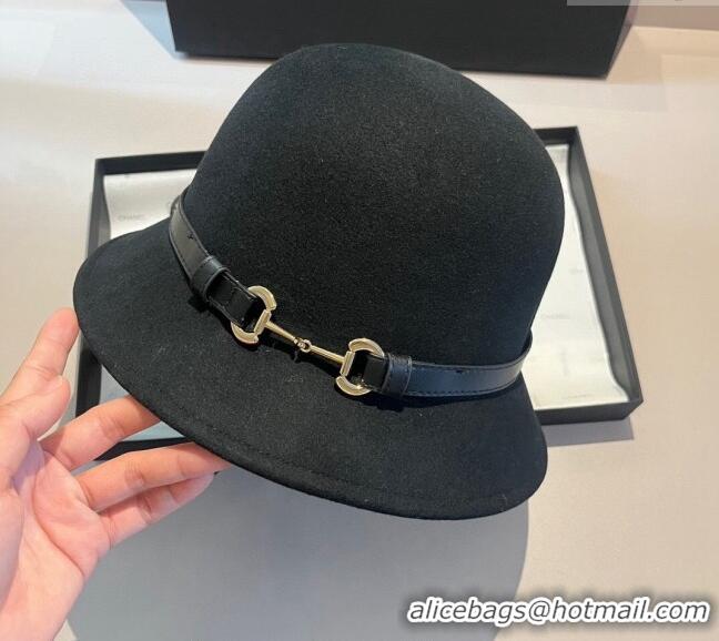 Unique Grade Gucci Wool Hat with Horsebit 1108 Black 2023