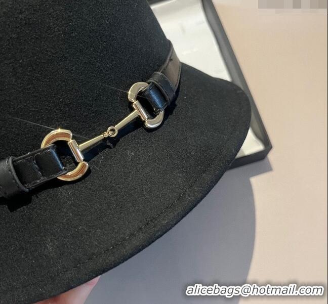 Unique Grade Gucci Wool Hat with Horsebit 1108 Black 2023