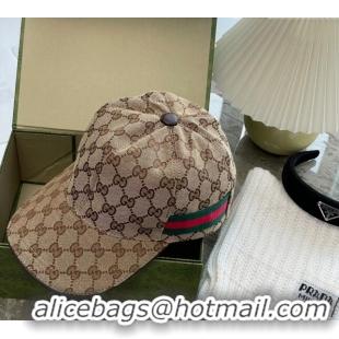 Most Popular Gucci GG Canvas Classic Baseball Hat with Web 1108 Beige 2023