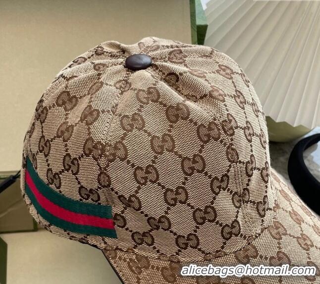 Most Popular Gucci GG Canvas Classic Baseball Hat with Web 1108 Beige 2023