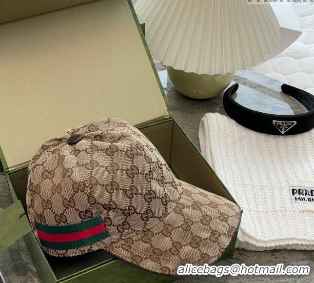 Most Popular Gucci GG Canvas Classic Baseball Hat with Web 1108 Beige 2023