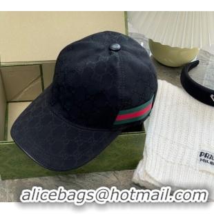 Top Design Gucci GG Canvas Classic Baseball Hat with Web 1108 Black 2023