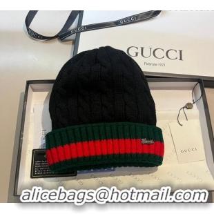 Cheap Price Gucci Knit Hat with Web 1123 Black 2023