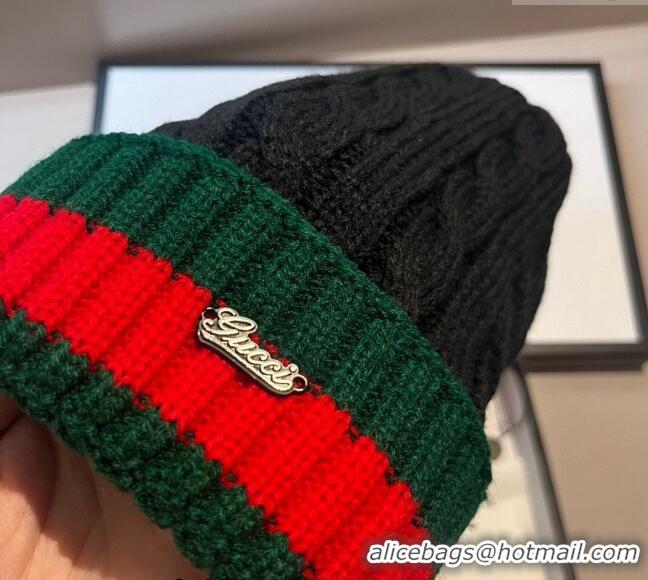 Cheap Price Gucci Knit Hat with Web 1123 Black 2023