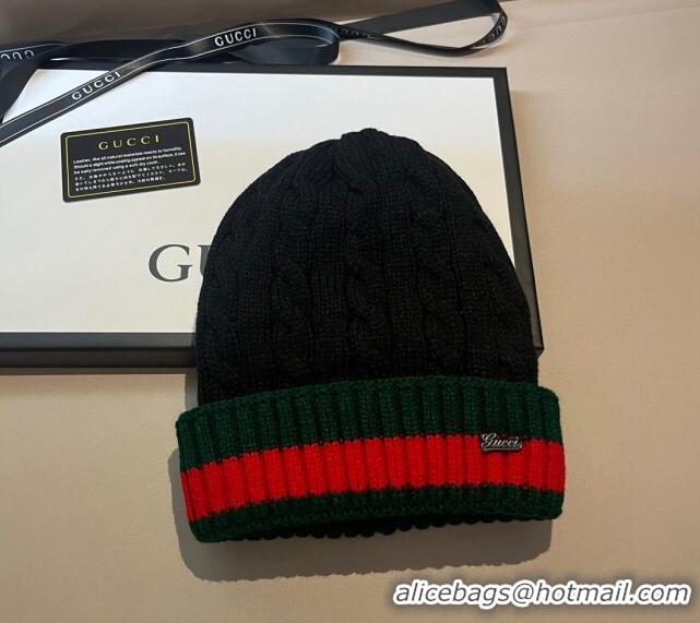 Cheap Price Gucci Knit Hat with Web 1123 Black 2023