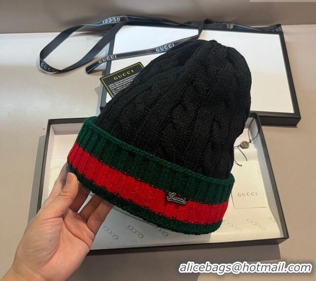 Cheap Price Gucci Knit Hat with Web 1123 Black 2023