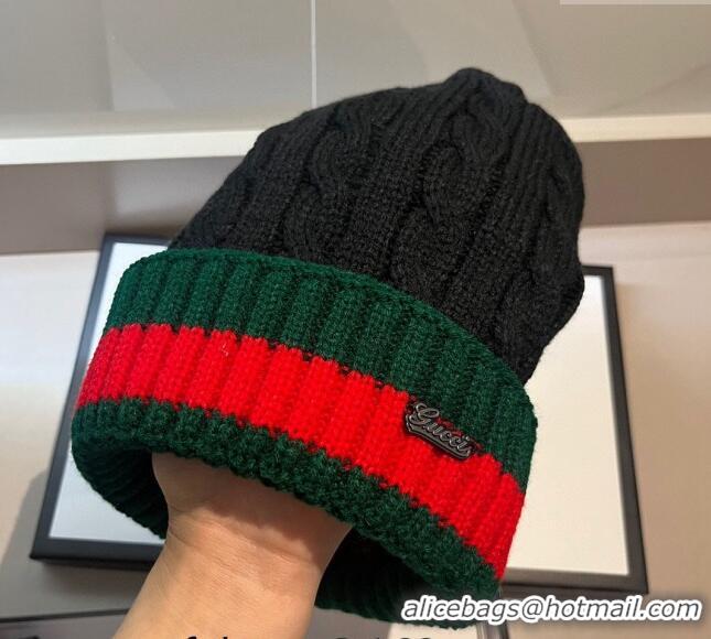 Cheap Price Gucci Knit Hat with Web 1123 Black 2023