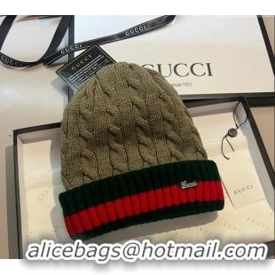 Best Price Gucci Knit Hat with Web 1123 Green 2023