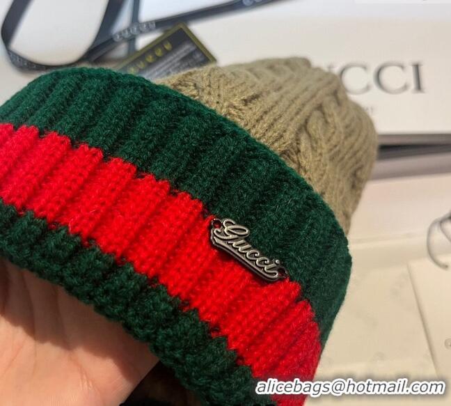 Best Price Gucci Knit Hat with Web 1123 Green 2023