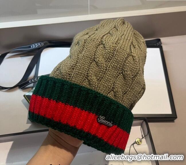 Best Price Gucci Knit Hat with Web 1123 Green 2023